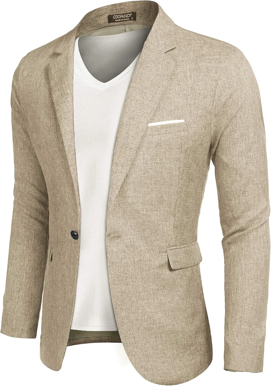 COOFANDY Men's Casual Suit Blazer Jackets Lightweight Sports Coats One Button Linen Texture Jacket