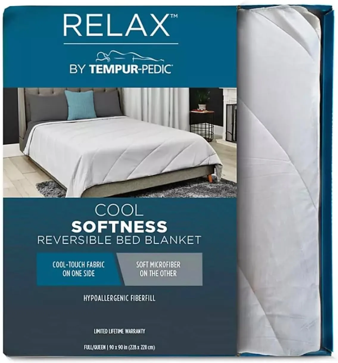 Cool-Softness Reversible Bed Blanket-Hypoallergenic fiberfill-10 Year Warranty-King Size