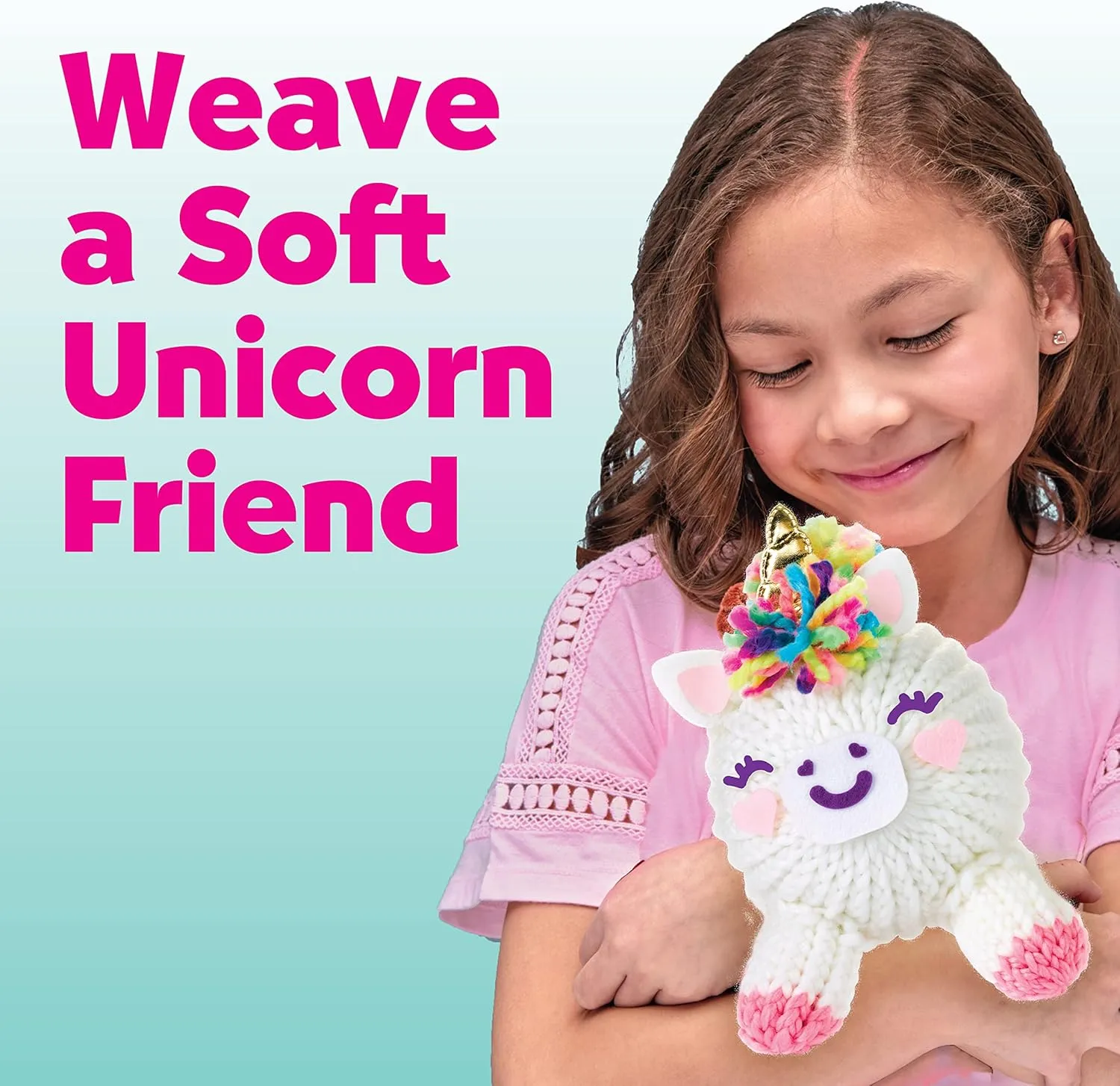 Creativity for Kids Quick Knit Loom Unicorn Plushie - Knitting Craft Kit for Kids - Create a DIY Unicorn Plush Toy