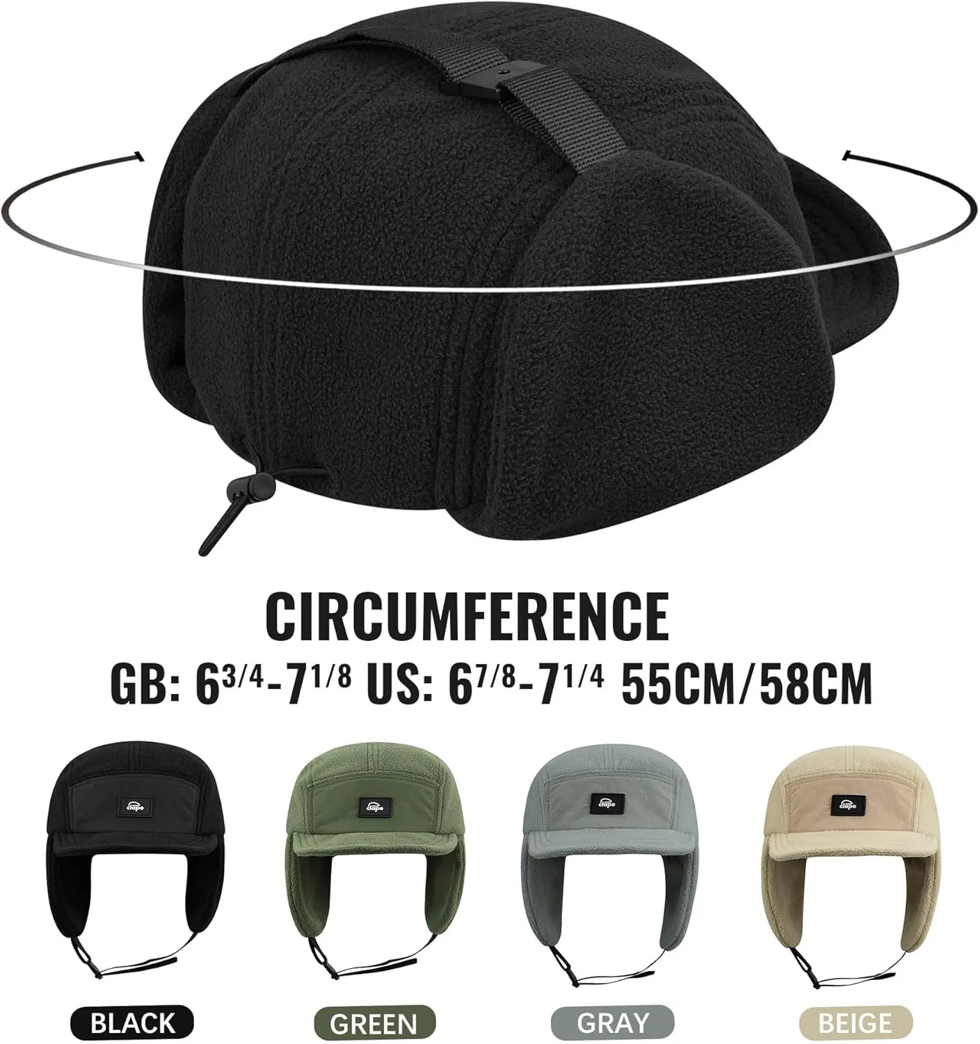 Croogo Earflaps Baseball Cap Winter Trapper Hats for Men Warm Trooper Visor Hat 5 Panel Flat Bill Caps Snow Eskimo Hat