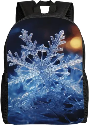 Crystal Snowflake Laptop Backpack For Men Women Waterproof Lightweight Travel Backpack Casual Daypack