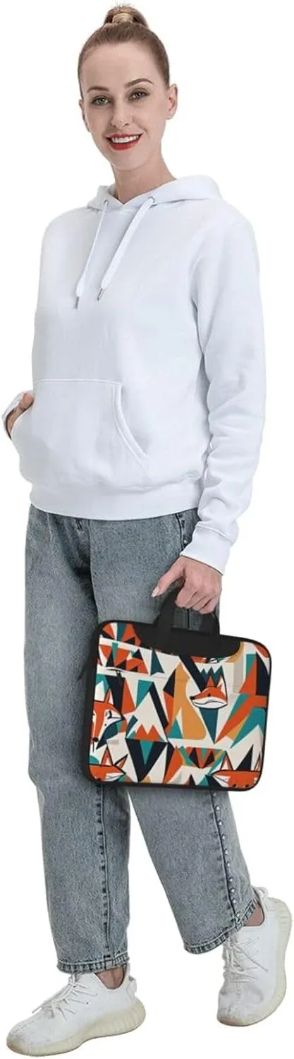 Curious Fox Print Laptop Bag, 13-15.6 inch Work Tote Briefcase Messenger Bag Gifts for Men Women