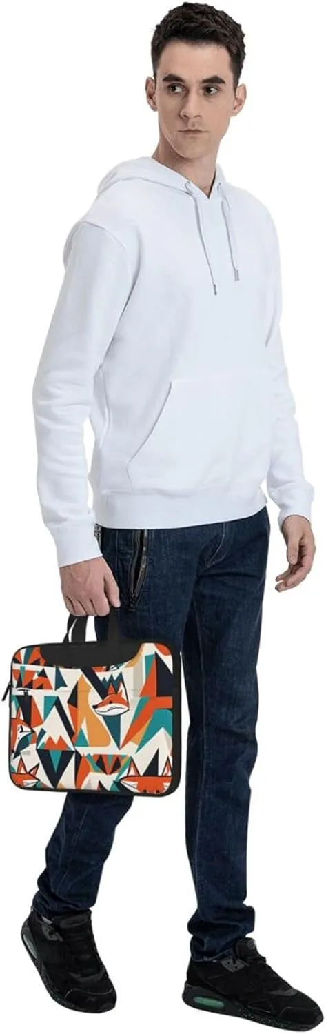 Curious Fox Print Laptop Bag, 13-15.6 inch Work Tote Briefcase Messenger Bag Gifts for Men Women