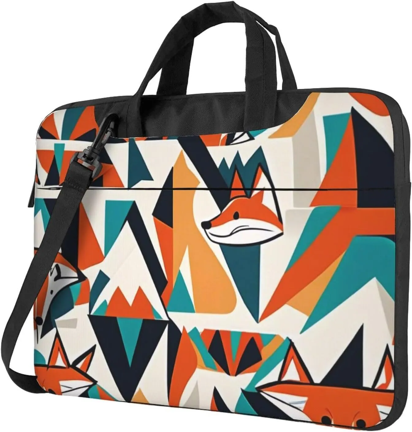 Curious Fox Print Laptop Bag, 13-15.6 inch Work Tote Briefcase Messenger Bag Gifts for Men Women