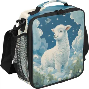 Cute Alpaca Lunch Bags for Women Men Nebula Insulated Lunch Box Lunchbox Cooler Tote Bag Shoulder Strap Reusable Lunchbag for Work Travel Picnic