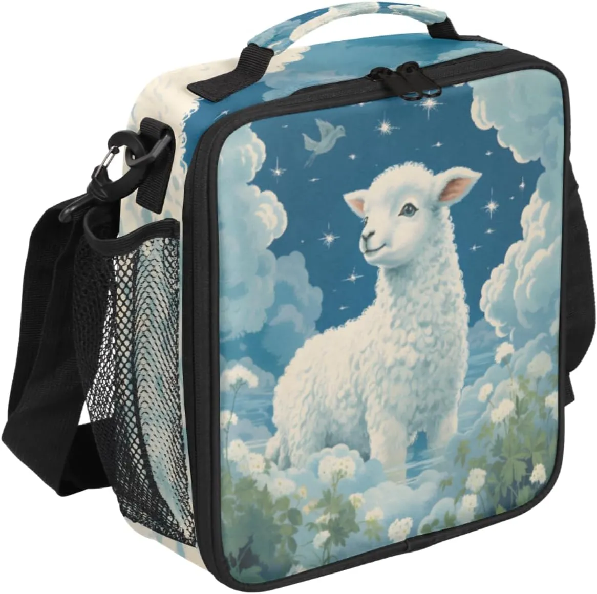 Cute Alpaca Lunch Bags for Women Men Nebula Insulated Lunch Box Lunchbox Cooler Tote Bag Shoulder Strap Reusable Lunchbag for Work Travel Picnic