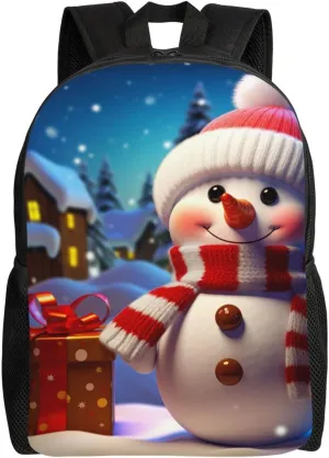 Cute Snowman Travel Laptop Backpack Waterproof Lightweight Cute Backpack For Women Men Casual Daypack