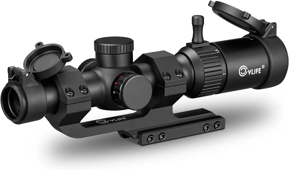 CVLIFE JackalHowl 1-4x20 LPVO Rifle Scope with Cantilever Mount, Illuminated BDC Reticle Rimfire Scope Compact Riflescope with Zero Reset for Hunting