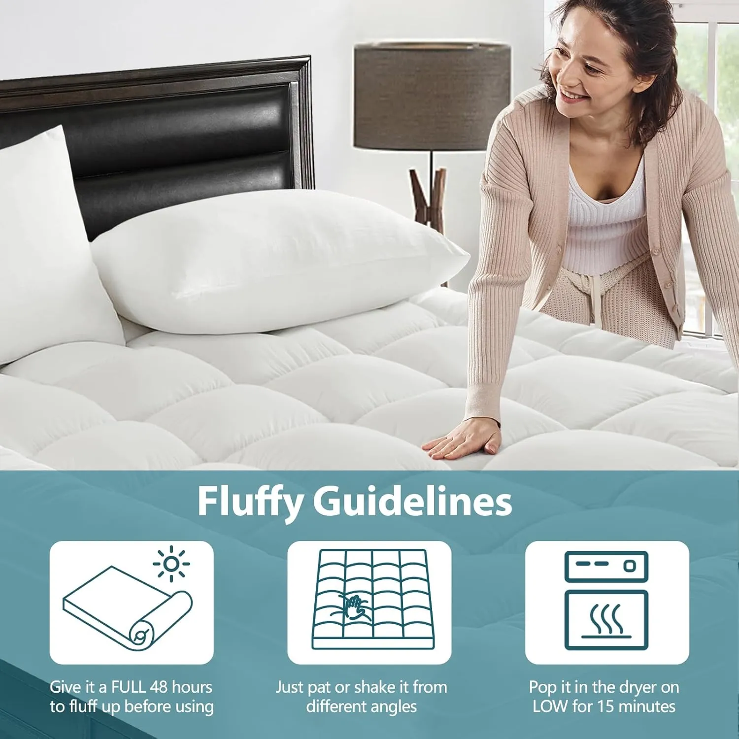 CYMULA Queen Mattress Topper for Back Pain - Extra Thick Cooling Mattress Pad Cover for Queen Size Bed - Soft Mattress Protector Pillow Top with 8-21 Inch Deep Pocket 3D Snow Down Alternative Fill