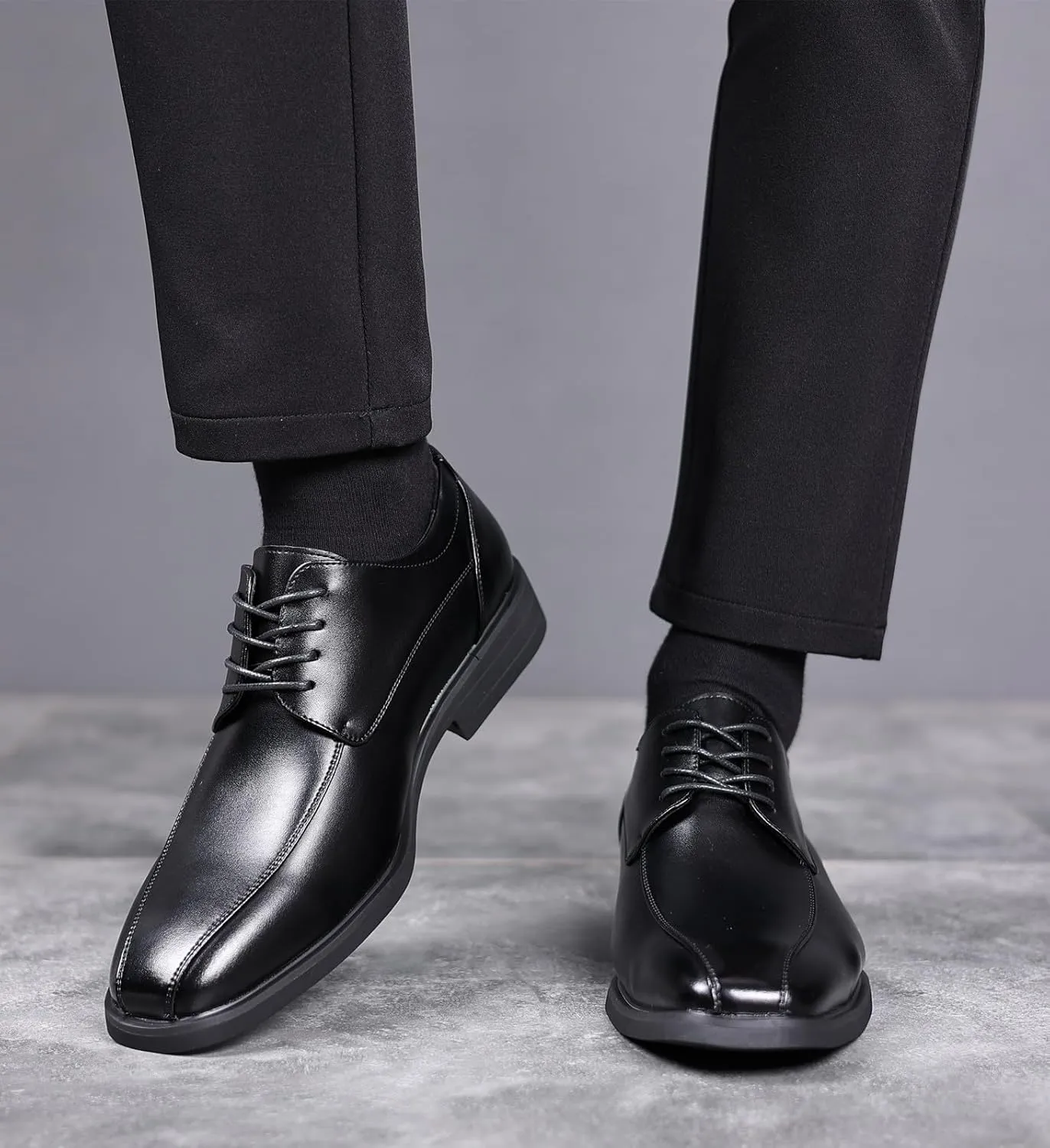 DADAWEN Men's Square Toe Business Dress Shoes Classic Lace Up Formal Oxford Shoes