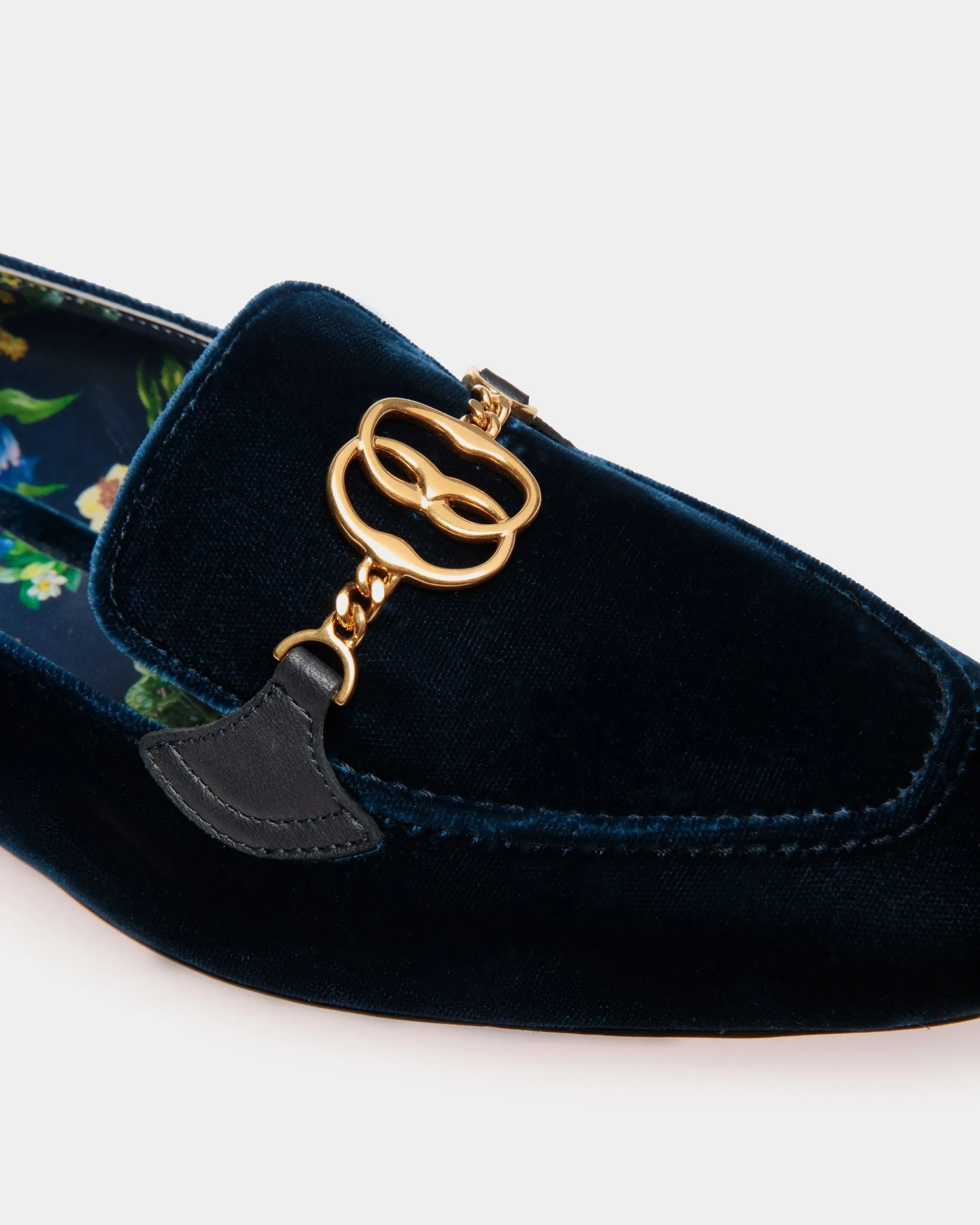 Daily Emblem Loafer in Navy Blue Velvet Fabric