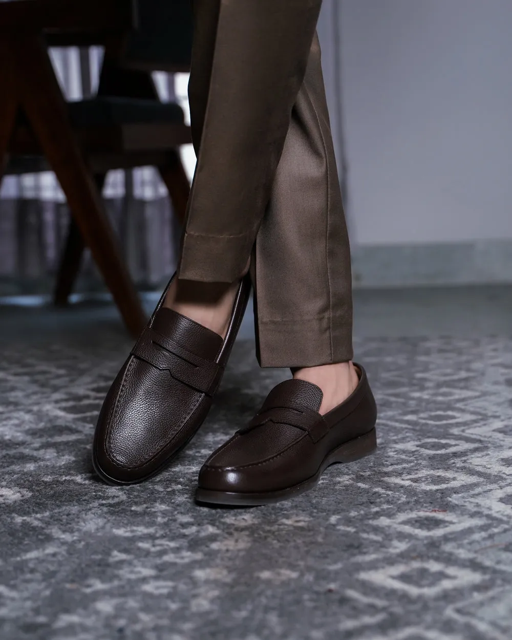 Dark Brown Leather Penny Loafers