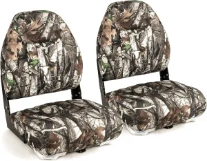 Deluxe Camo High Back Folding Fishing Boat Seat,Stainless Steel Screws Included