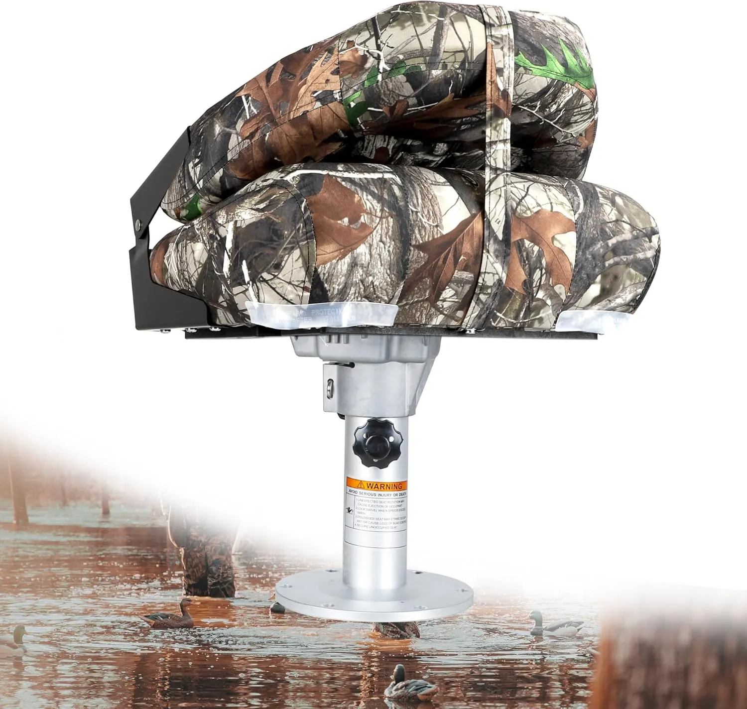 Deluxe Camo High Back Folding Fishing Boat Seat,Stainless Steel Screws Included