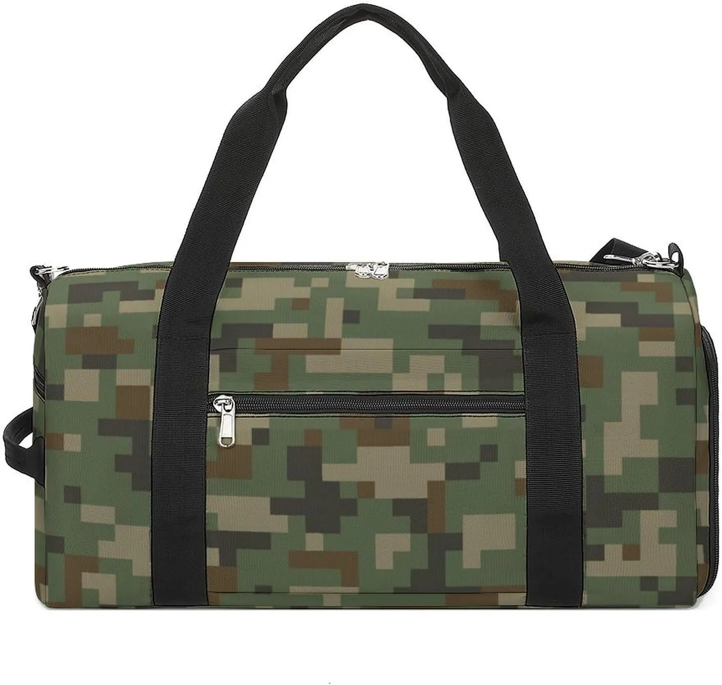 Digital Green Camouflage Fitness Large Gym Bag for Unisex with Shoe Compartment & Wet Pocket