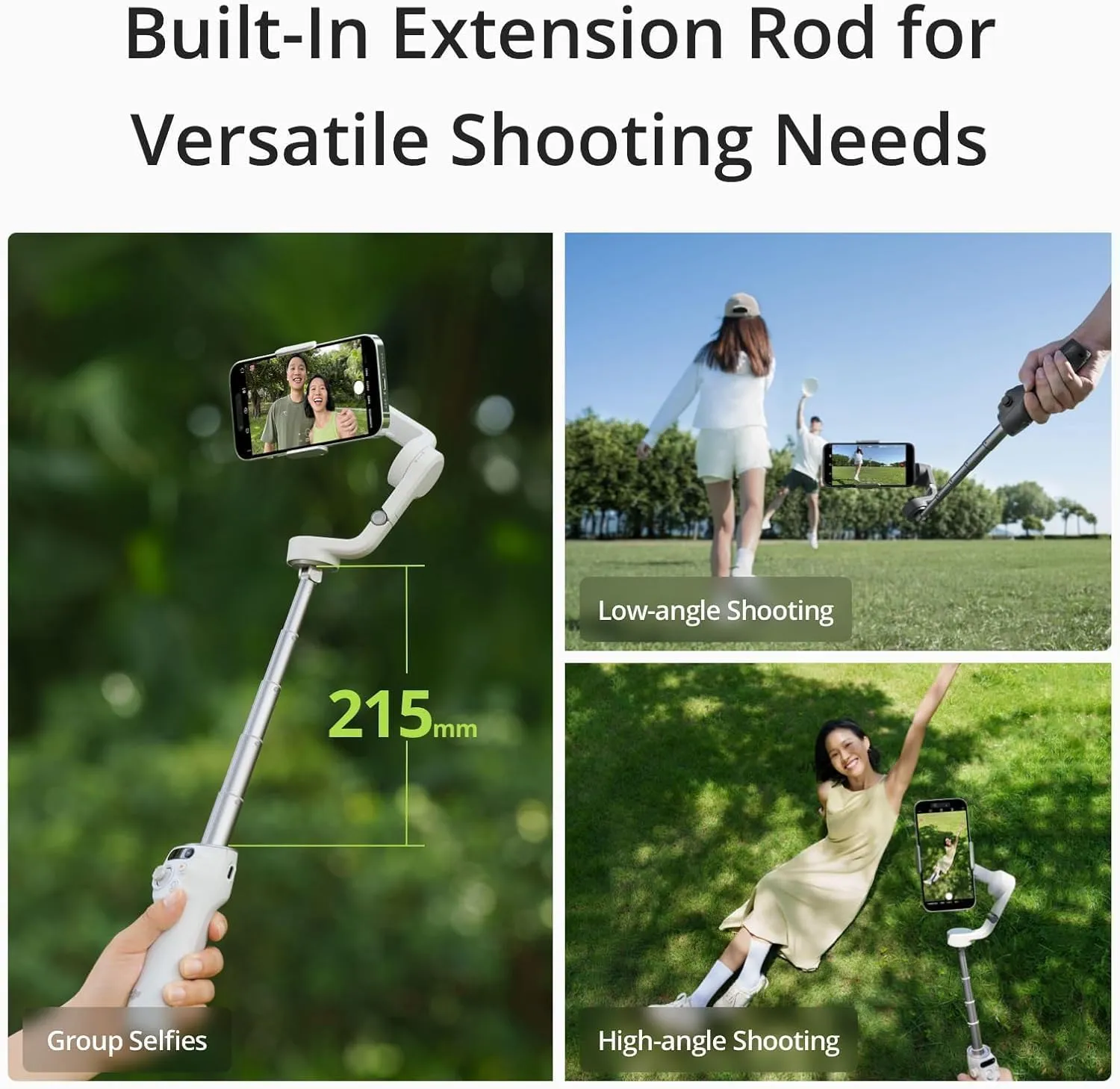 DJI Osmo Mobile 6, 3-Axis Phone Gimbal, Object Tracking, Built-in Extension Rod, Portable and Foldable, Gimbal Stabilizer for iPhone, Android, YouTube TikTok Video, Platinum Gray