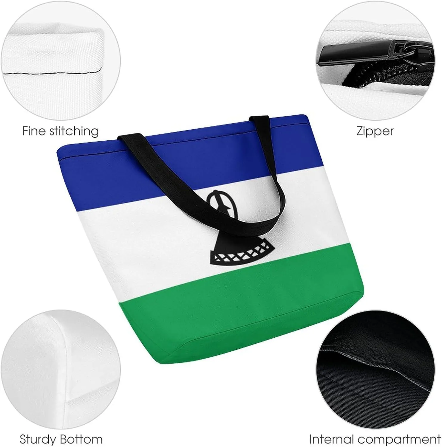Djibouti Flag Women's Large Tote Handbag with Zipper for Work and Travel Convenience