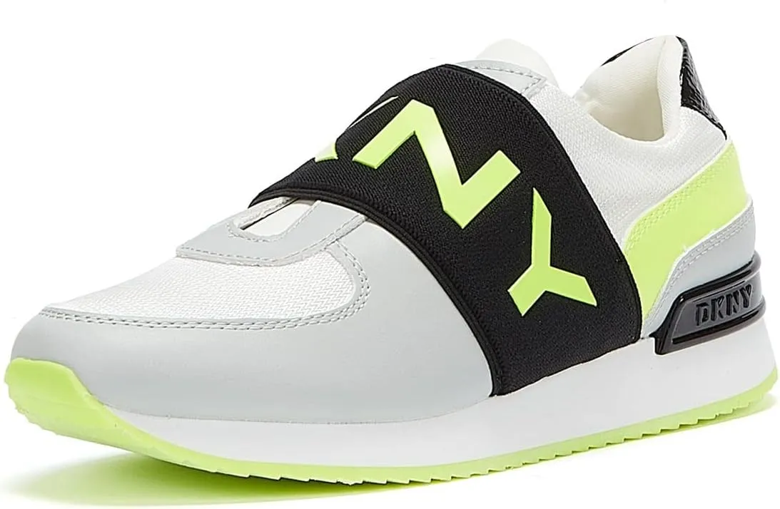 DKNY Women's Classic Jogger Lightweight Slip on Sneaker, White/Zest, 11 M US