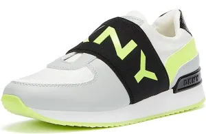 DKNY Women's Classic Jogger Lightweight Slip on Sneaker, White/Zest, 11 M US
