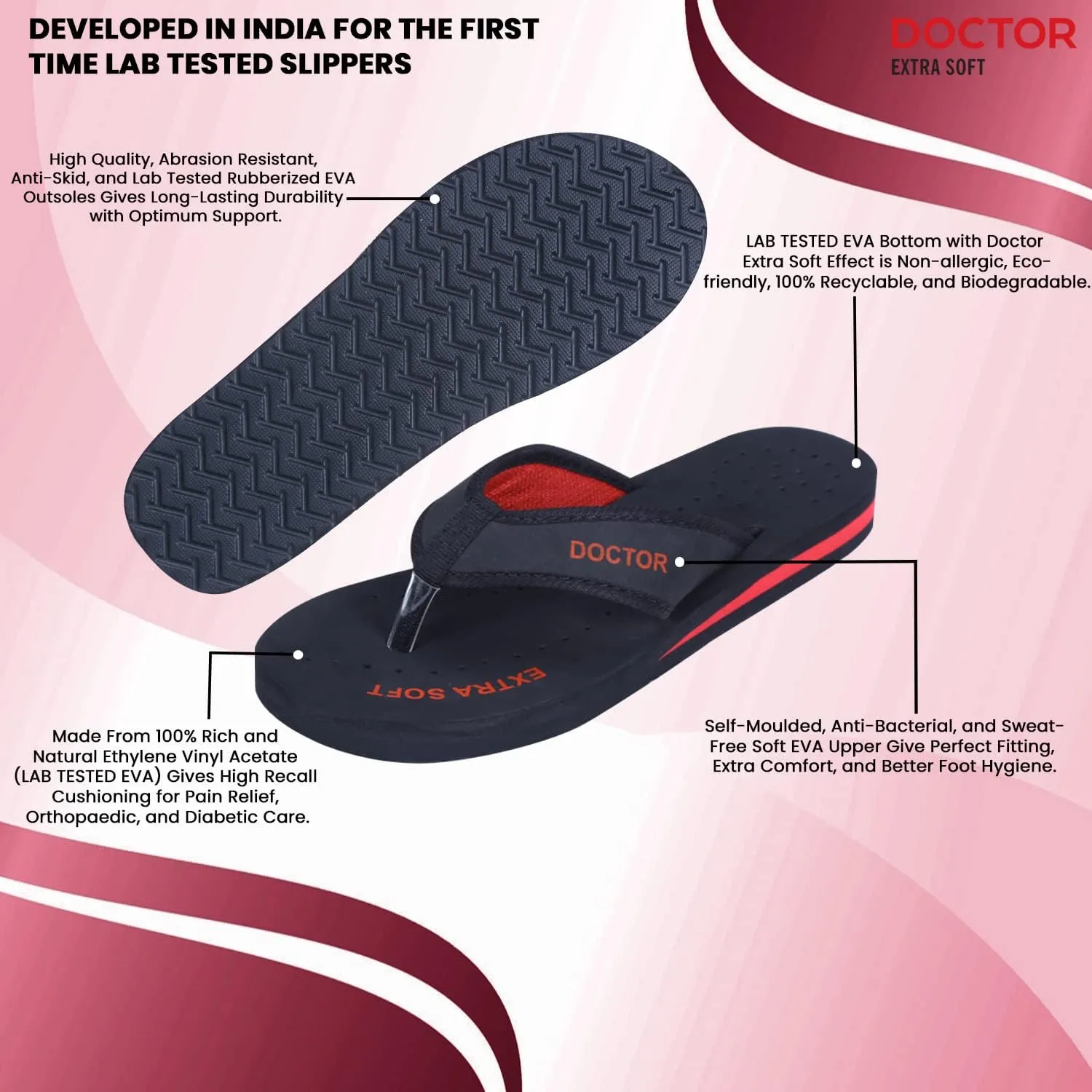 Doctor Slippers for Women Orthopedic Diabetic Pregnancy Non Slip Lightweight Comfortable Flat Casual Stylish Dr Chappals and House Flip flops For Ladies and Girl’s D-22