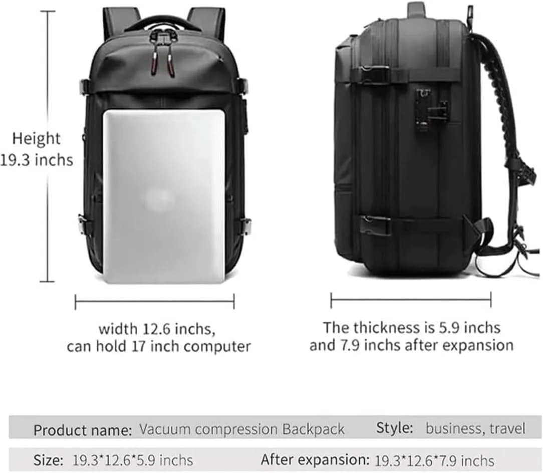 Easy Vac Pack Backpack, Easy Vac Backpack, Easyvacpack 60l Large Capacity Waterproof Anti-Theft Travel Bag (Classic-Black)