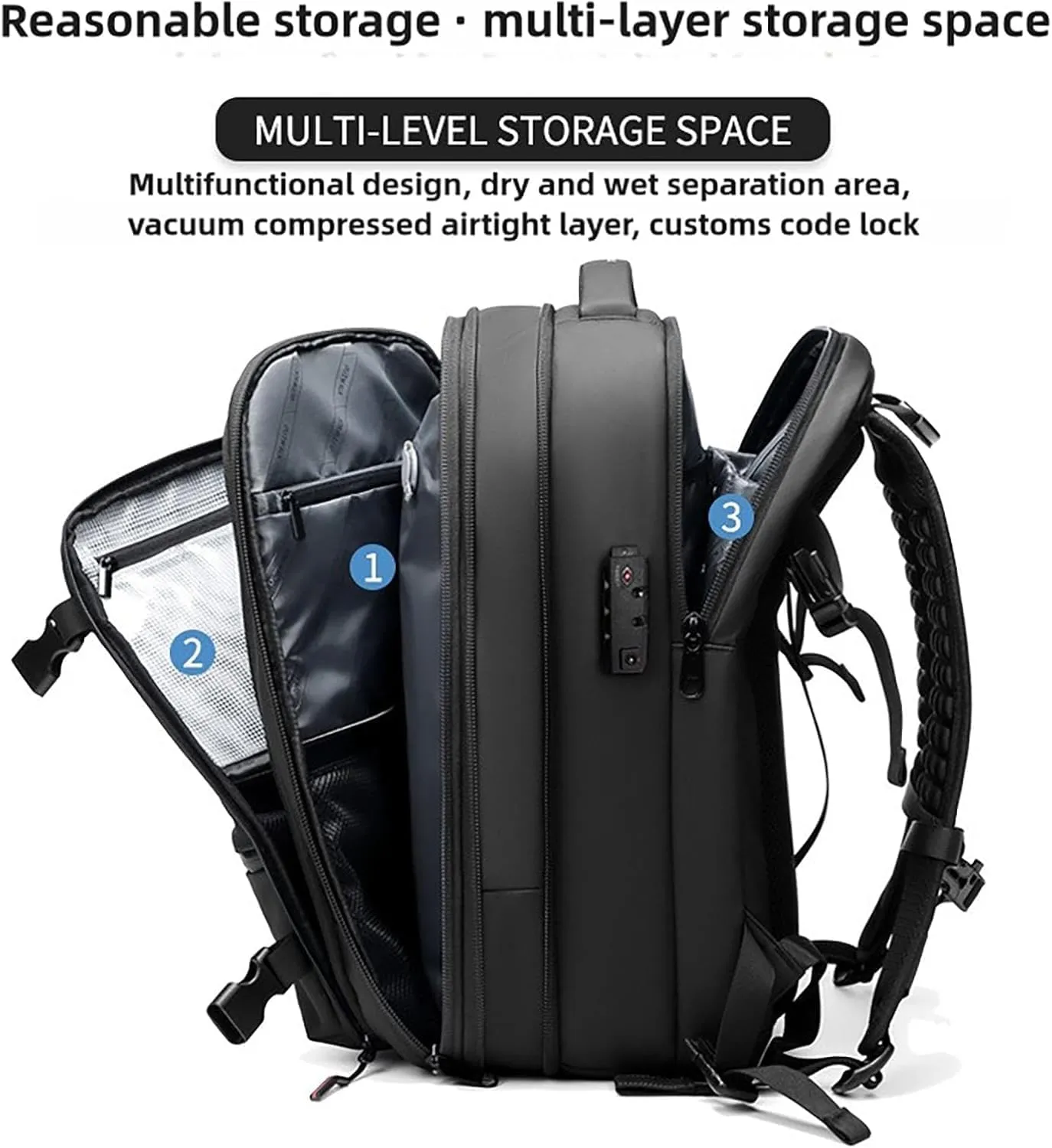 Easy Vac Pack Backpack, Easy Vac Backpack, Easyvacpack 60l Large Capacity Waterproof Anti-Theft Travel Bag (Classic-Black)