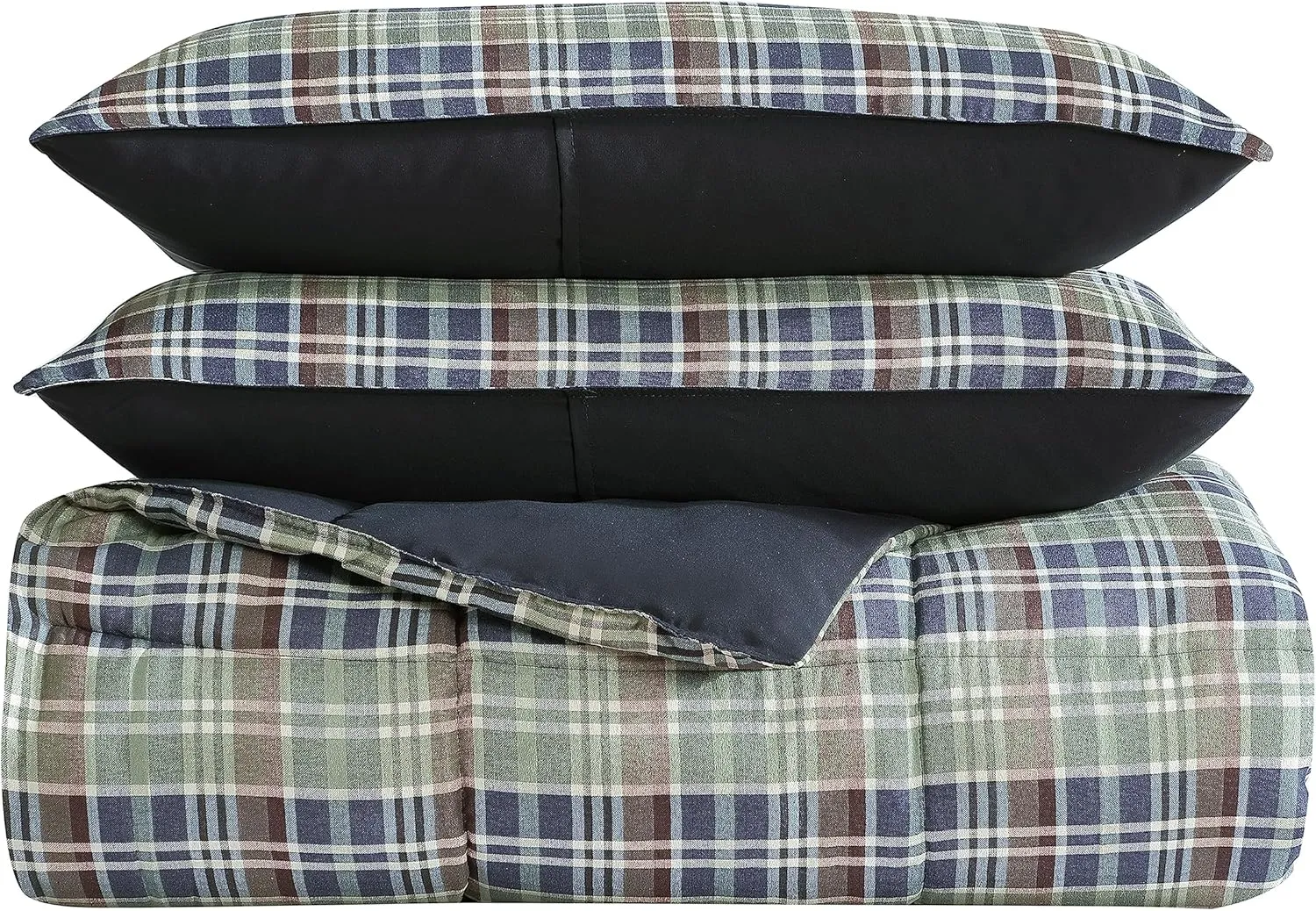 Eddie Bauer Comforter Set Reversible Plaid Alt Down Bedding with Matching Shams, Home Decor for Colder Months, King, Rugged Navy