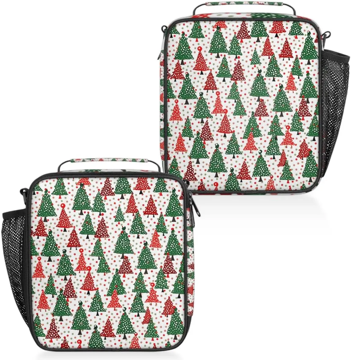 Evergreen Christmas Tree Lunch Bags for Women Men Insulated Lunch Box Lunchbox Cooler Tote Bag Shoulder Strap Reusable Lunchbag for Work Travel Picnic