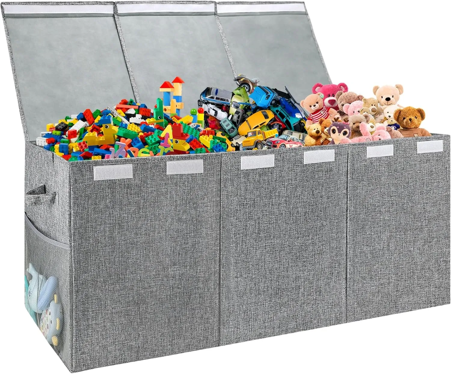 Extra Large Toy Storage Organizer with Lid, Large Toy Box Collapsible Toy Chest Storage Box Design - Toys Bin with Dividers for Kids, Nursery, Bedroom, Playroom-39.37"x13.78"x15.75''