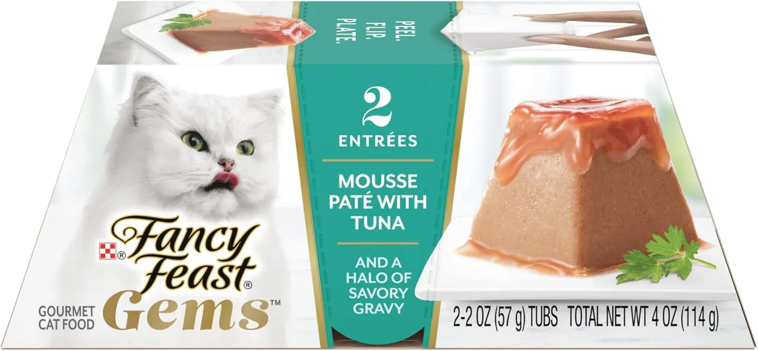 Fancy Feast Gems Pate Cat Food Mousse With Tuna and a Halo of Savory Gravy Cat Food - (Pack of 8) 4 oz. Boxes