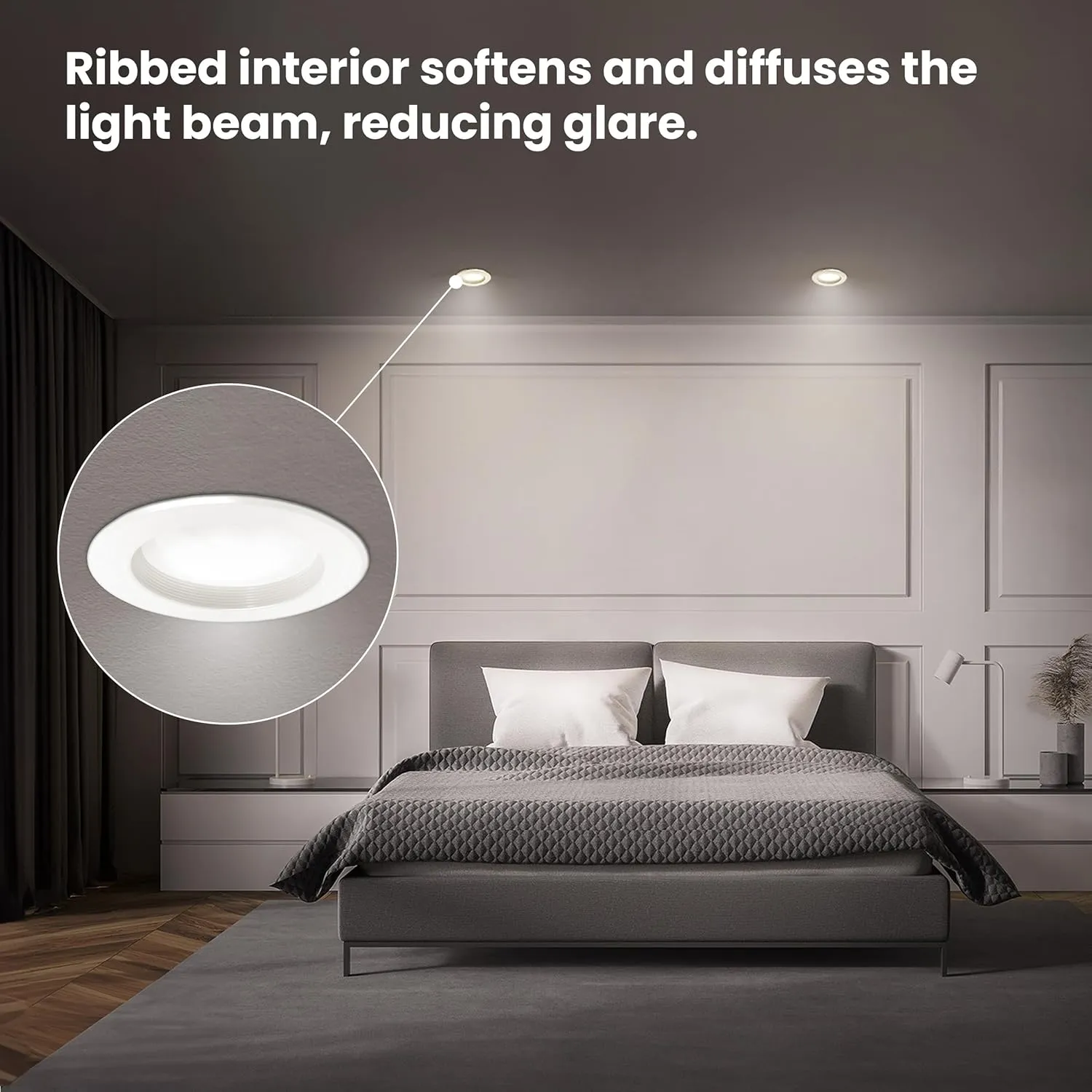 Feit Electric LED Downlight Retrofit Kit with Baffle Trim, 75W Equivalent, 5/6-Inch Dimmable Recessed Can Light, Adjustable White 2700K-5000K, 90  CRI, 50,000-Hour Lifetime, LEDR56B/6WYCA/MP/6