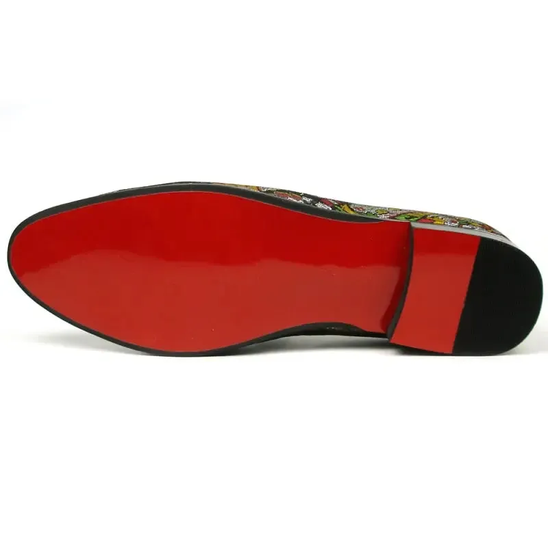 Fiesso FI-7385-5 Brown Multi Color Slip on Loafers