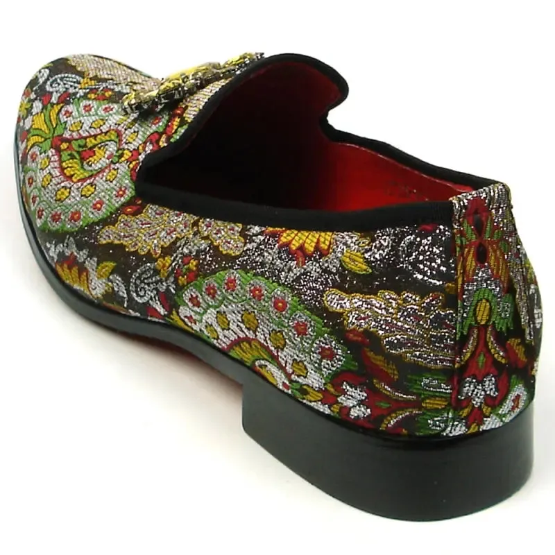 Fiesso FI-7385-5 Brown Multi Color Slip on Loafers