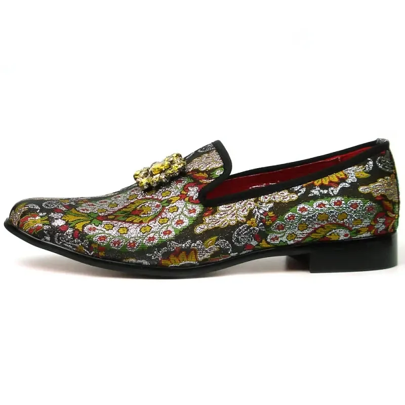 Fiesso FI-7385-5 Brown Multi Color Slip on Loafers