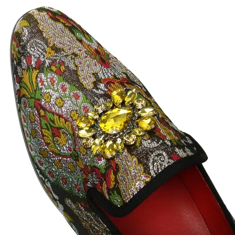 Fiesso FI-7385-5 Brown Multi Color Slip on Loafers