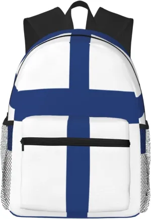 Finnish flag Backpack Large Sports Bag, Best for Basketball, Soccer, Volleyball, Swim, Gym, Travel