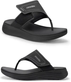 FitVille Wide Flip Flops for Women with Arch Support Wide Width Flip Flops for Women Beach Non Slip