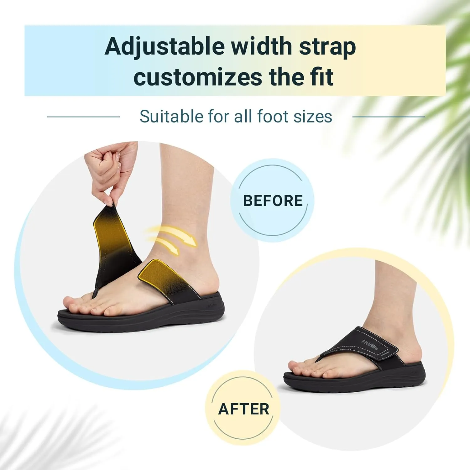 FitVille Wide Flip Flops for Women with Arch Support Wide Width Flip Flops for Women Beach Non Slip