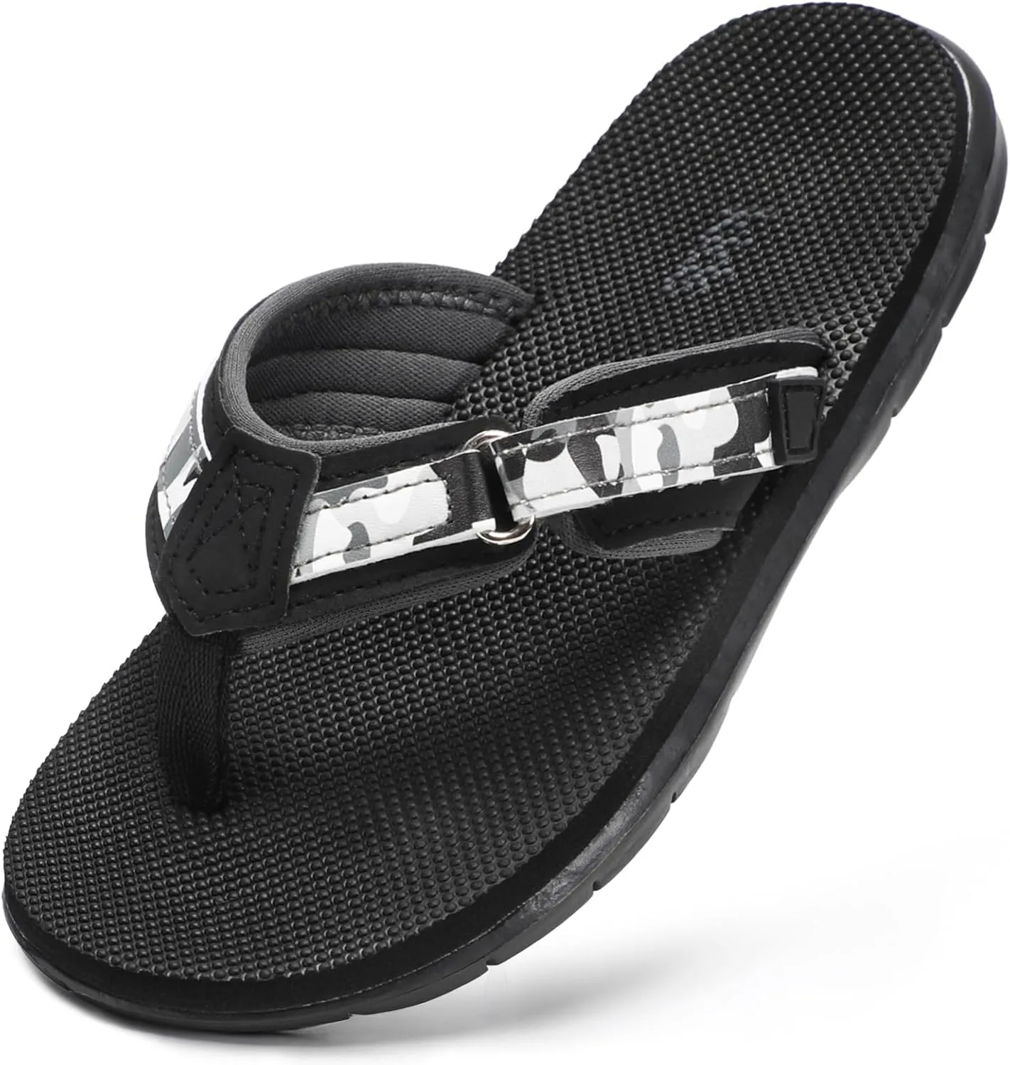 Flip Flops Boys Sandals Summer Beach Non Slip Outdoor & Intdoor Little/Big Boys Adjustable Comfortable Soft Bathroom Pool Swimming Shower Home House Sport All Black Little Kid 13
