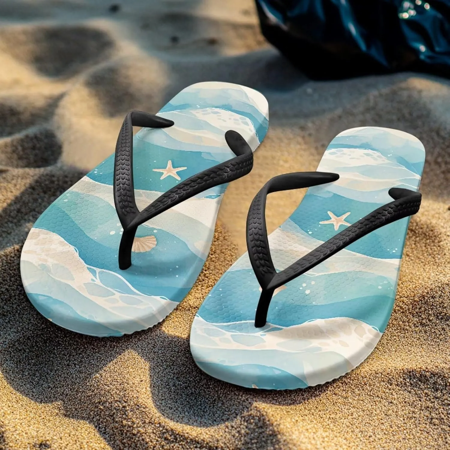 Flip Flops for Women Girls with Arch Support Slip-On Comfortable Yoga Mat Beach Slippers for Summer Outdoor Size 5.5-9.5 Black Sole