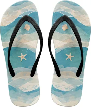 Flip Flops for Women Girls with Arch Support Slip-On Comfortable Yoga Mat Beach Slippers for Summer Outdoor Size 5.5-9.5 Black Sole