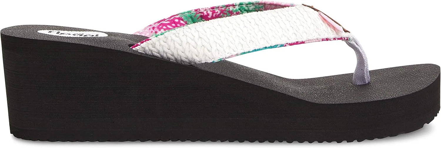 Floopi High Heel Wedge Sandals for Women-Comfort Yoga Mat Footbed for Support, Flip Flop Thong Platforms for Summer
