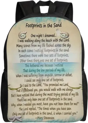 Footprints In The Sand Backpack – Water-Resistant Laptop Bag, 15" Compartment, Lightweight Unisex Daypack For Work & Travel