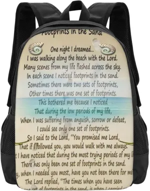 Footprints In The Sand Minimalist Large Backpack – 15”Laptop Backpack, Lightweight Travel & Work Bag With Ergonomic Straps