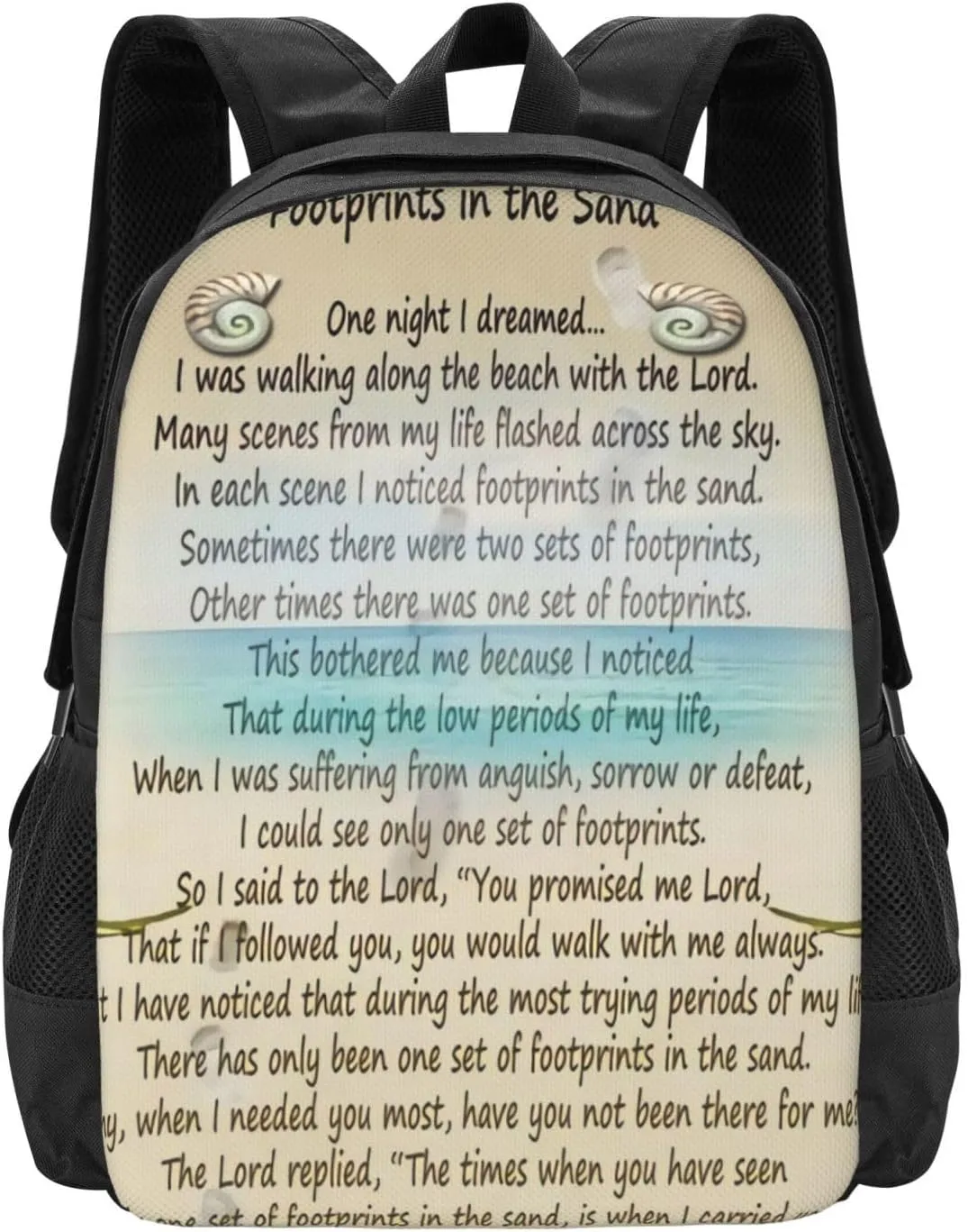 Footprints In The Sand Minimalist Large Backpack – 15”Laptop Backpack, Lightweight Travel & Work Bag With Ergonomic Straps