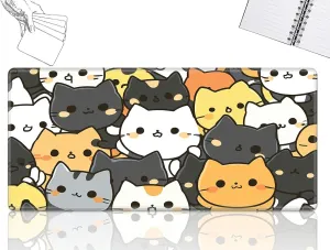 for MTG Playmat, Game Play Mat for MTG TCG 24 x 14 inches Trading Card Inked Game Playmats with Stitched Smooth Rubber Surface Battle Game Play Mats Desk Mousepad, Cute Cats