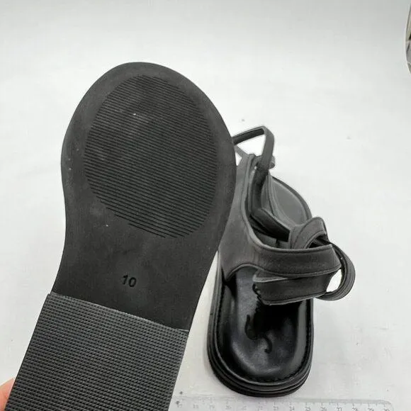 FOWT Black Split Round Toe Sandals Lace up Strappy Comfortable Flip Flop Shoes