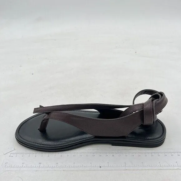 FOWT Dark Brown Split Round Toe Sandals Lace up Strappy Summer Soft Flip Flop