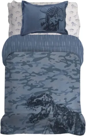 Franco Jurassic World Kids Luxury Bedding Super Soft Premium Comforter with Sham, 3 Piece Twin Size, 100% Cotton (Official Universal Product)
