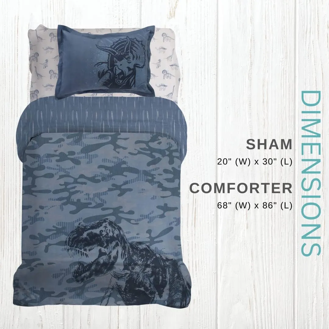 Franco Jurassic World Kids Luxury Bedding Super Soft Premium Comforter with Sham, 3 Piece Twin Size, 100% Cotton (Official Universal Product)